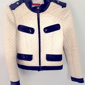 Leather Quilted Black and Cream Jacket by Alice & Olivia